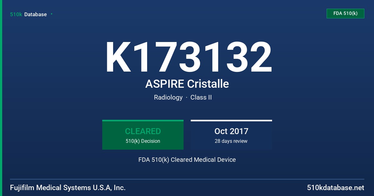 K173132 ASPIRE Cristalle FDA 510(k) Cleared Medical Device