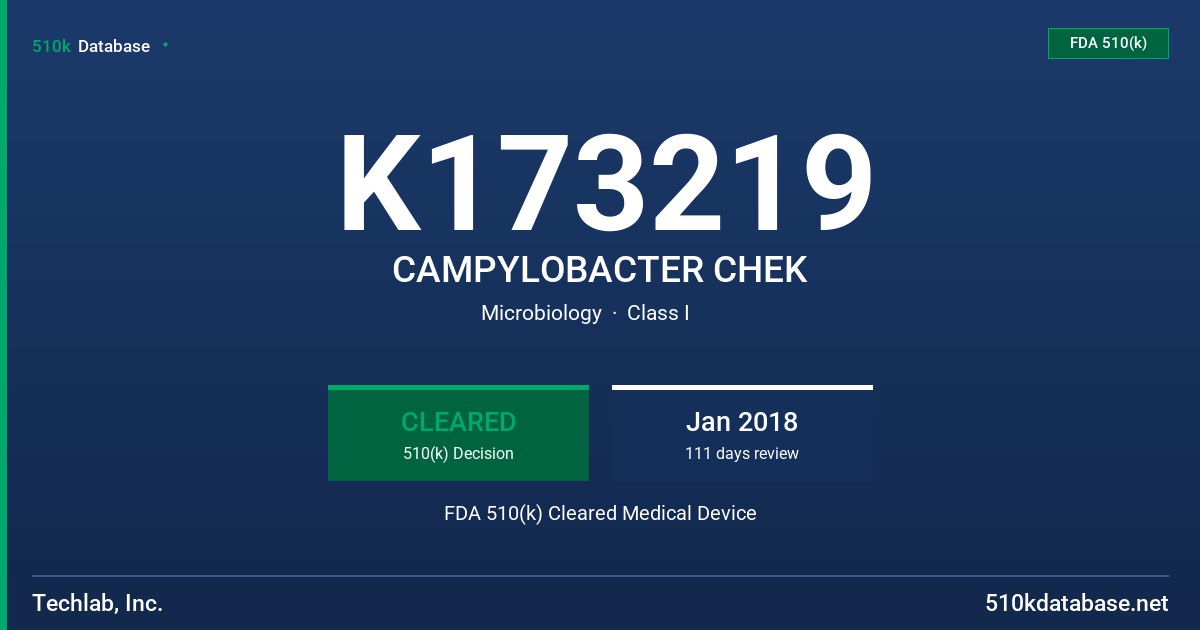 K173219 CAMPYLOBACTER CHEK FDA 510(k) Cleared Medical Device