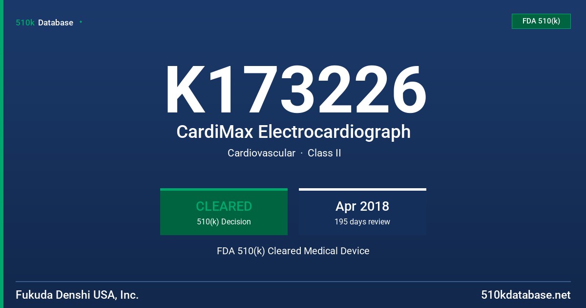 K173226 CardiMax Electrocardiograph FDA 510(k) Cleared Medical Device