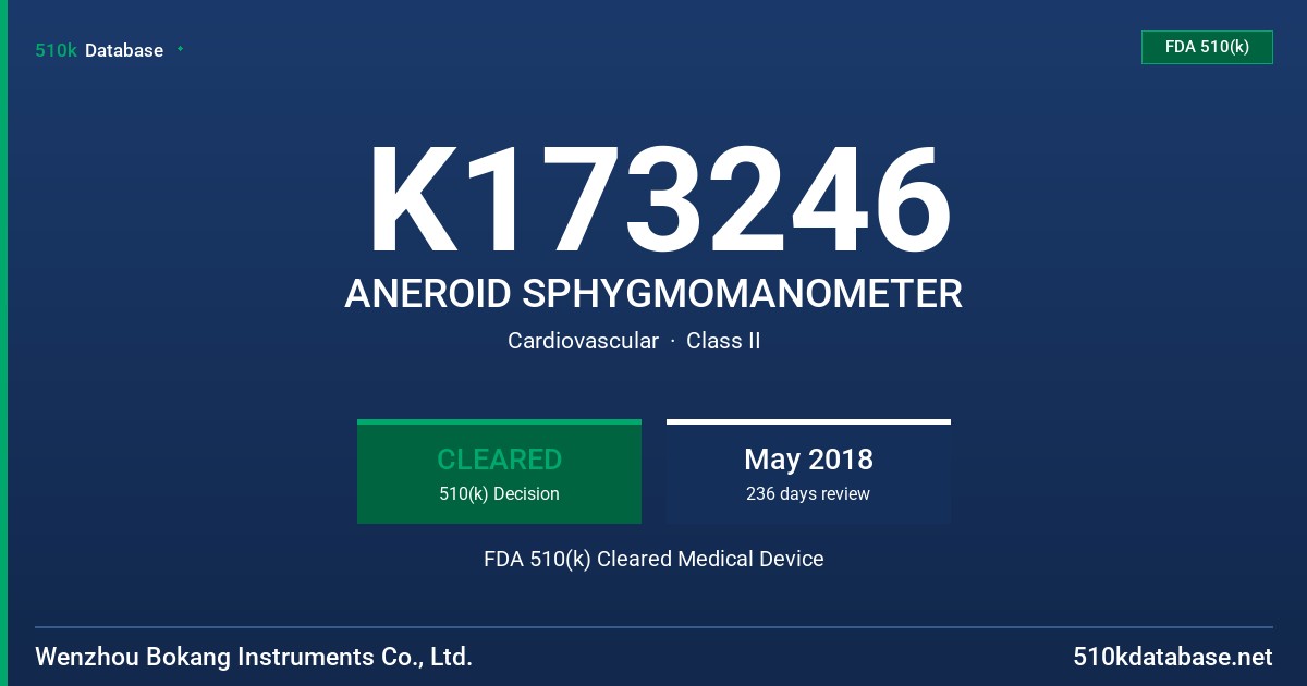 K173246 ANEROID SPHYGMOMANOMETER FDA 510(k) Cleared Medical Device