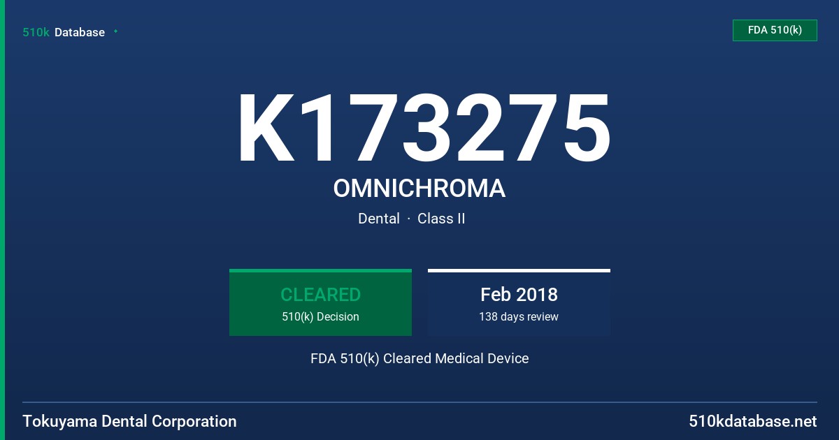 K173275 OMNICHROMA FDA 510(k) Cleared Medical Device