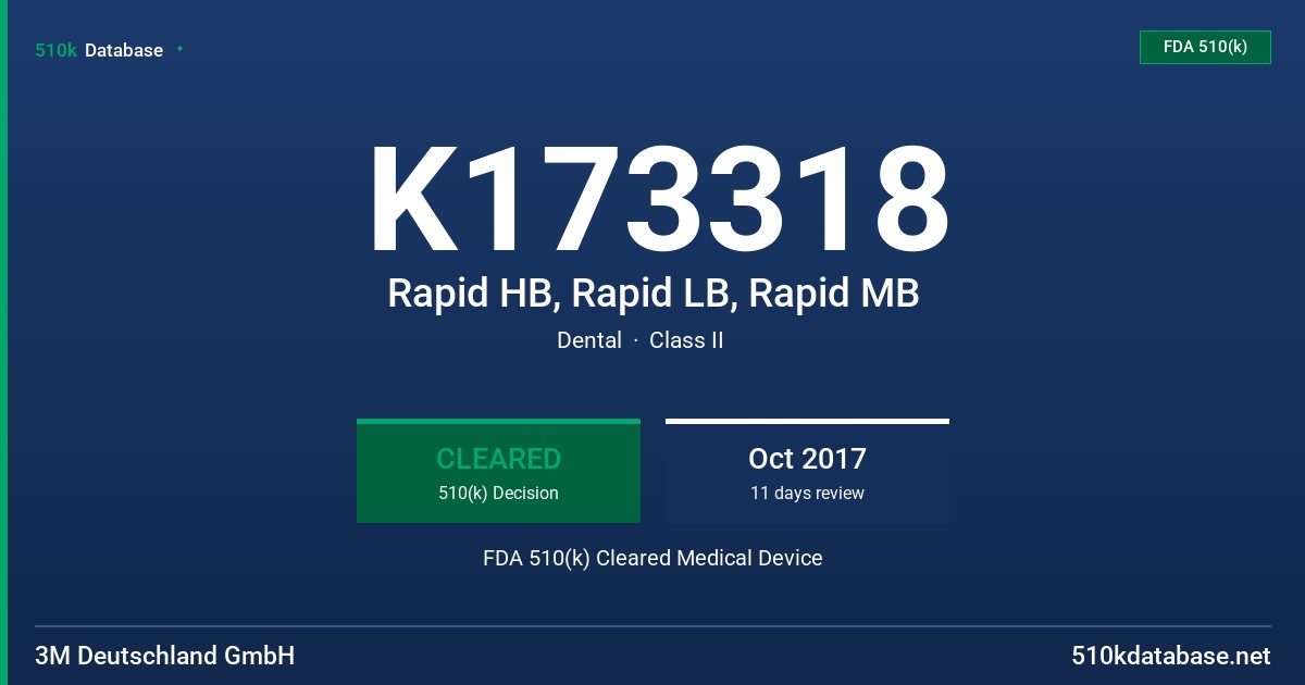 K173318 Rapid HB, Rapid LB, Rapid MB FDA 510(k) Cleared Medical Device
