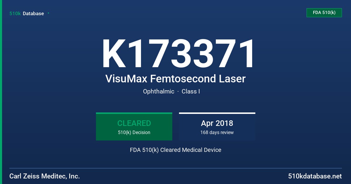 K173371 VisuMax Femtosecond Laser FDA 510(k) Cleared Medical Device