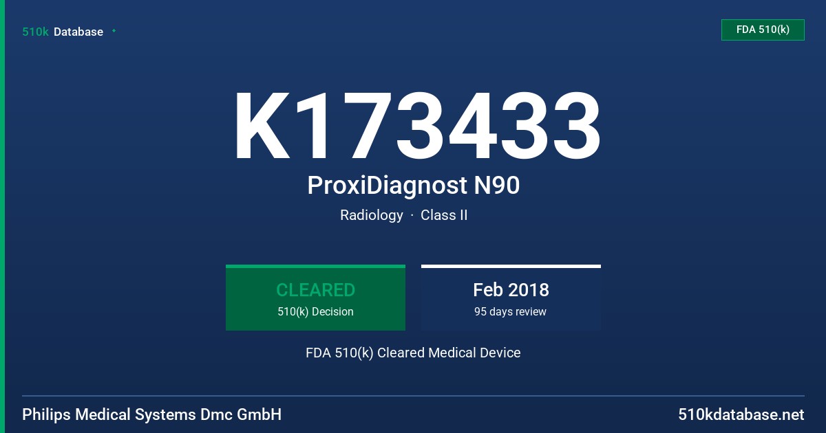 K173433 ProxiDiagnost N90 FDA 510(k) Cleared Medical Device