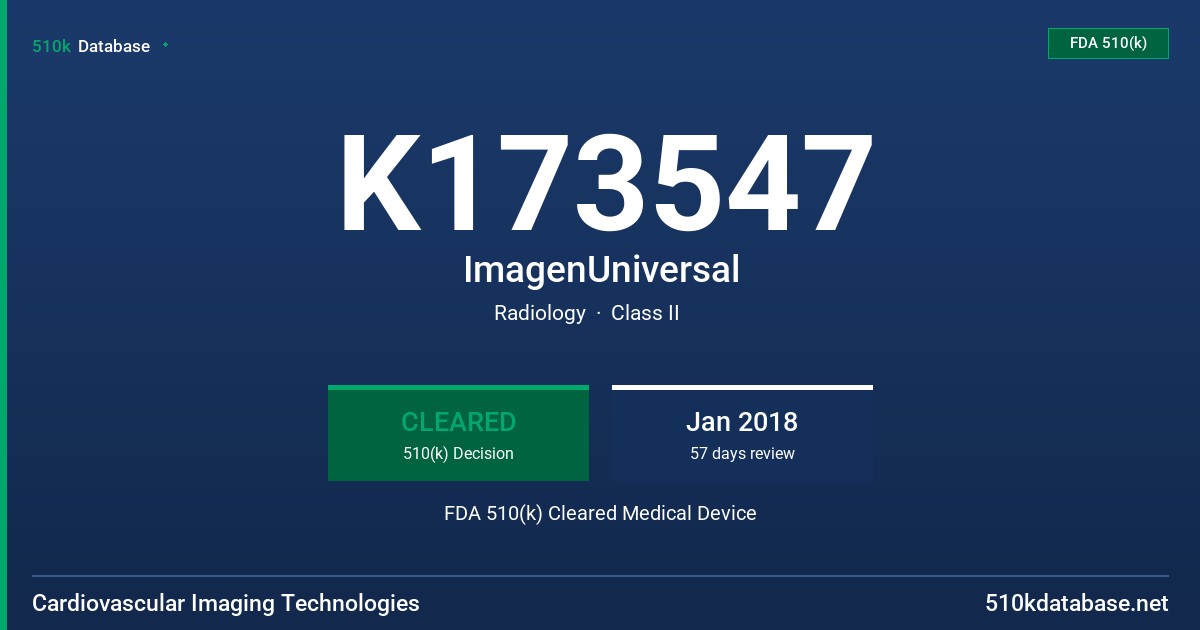 K173547 ImagenUniversal FDA 510(k) Cleared Medical Device