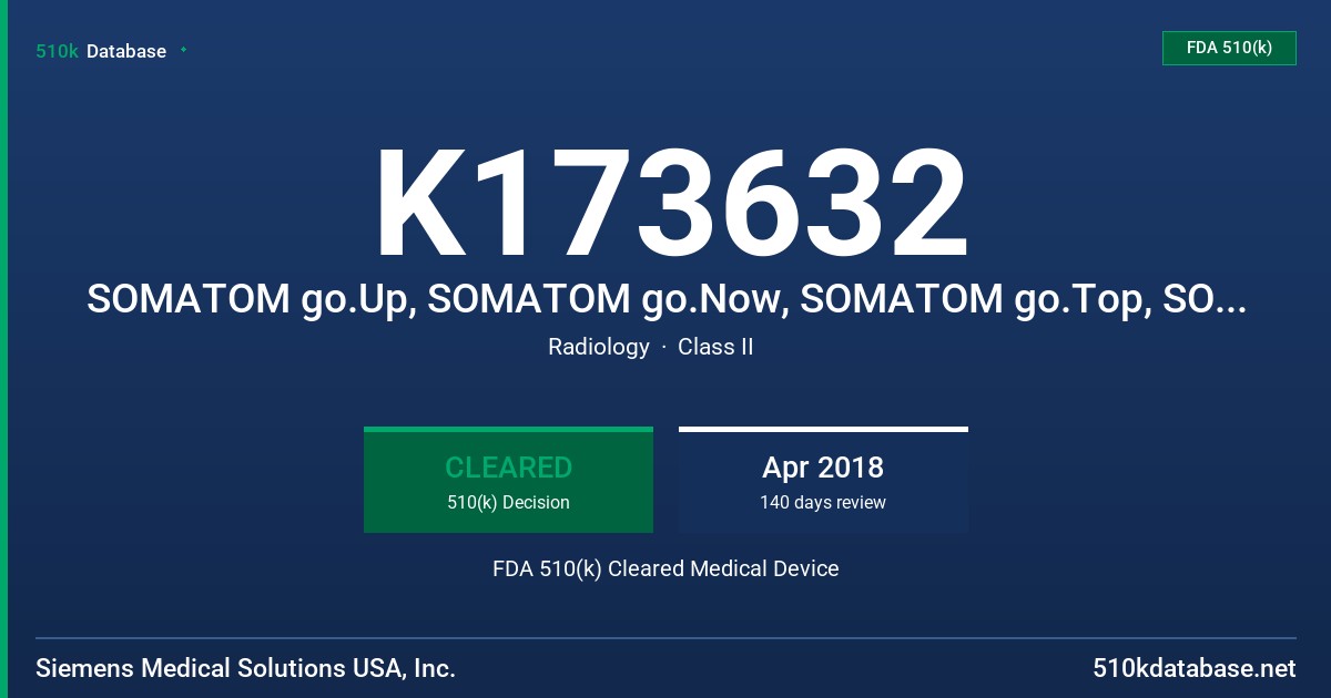 K173632 SOMATOM go.Up, SOMATOM go.Now, SOMATOM go.Top, SOMATOM go.All, Scan&GO FDA 510(k) Cleared Medical Device