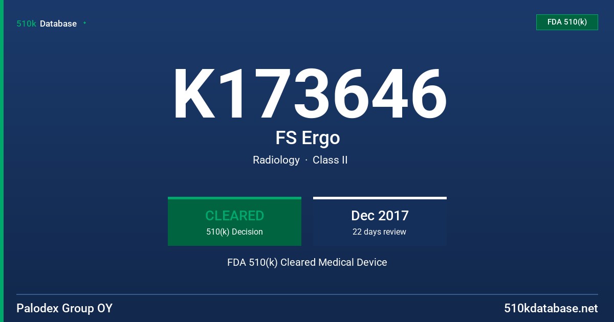 K173646 FS Ergo FDA 510(k) Cleared Medical Device