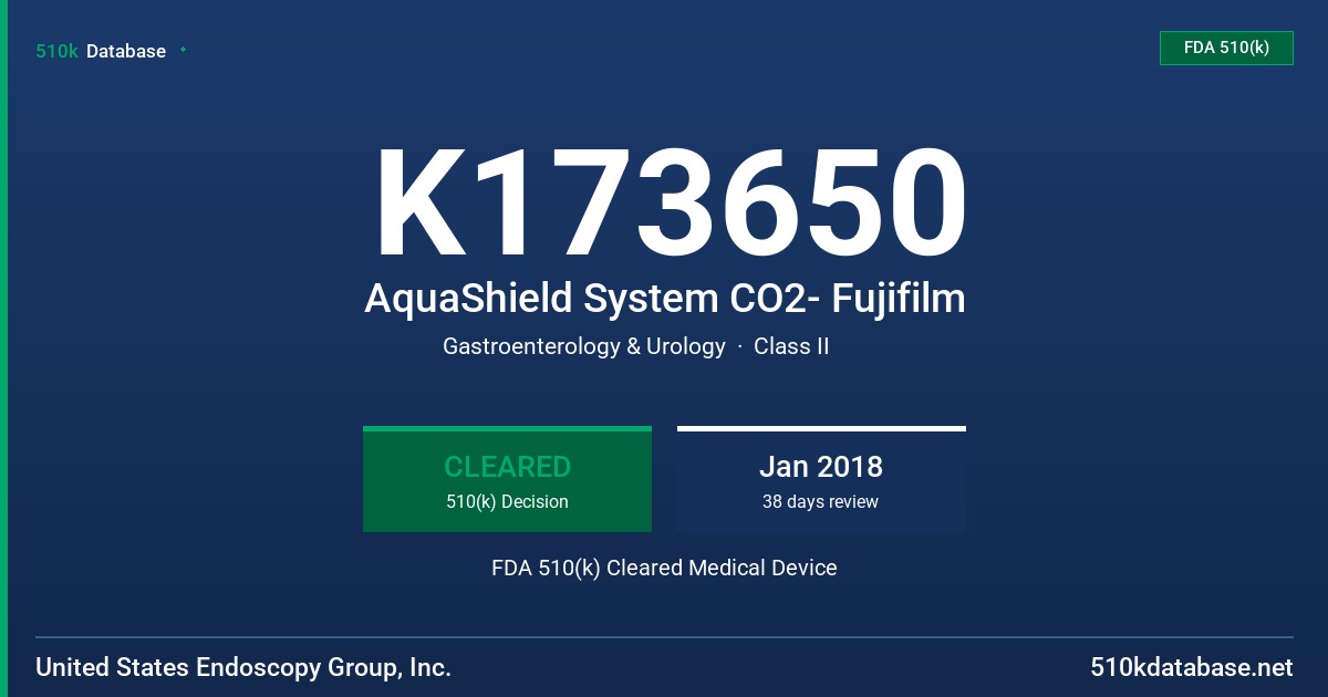 K173650 AquaShield System CO2- Fujifilm FDA 510(k) Cleared Medical Device