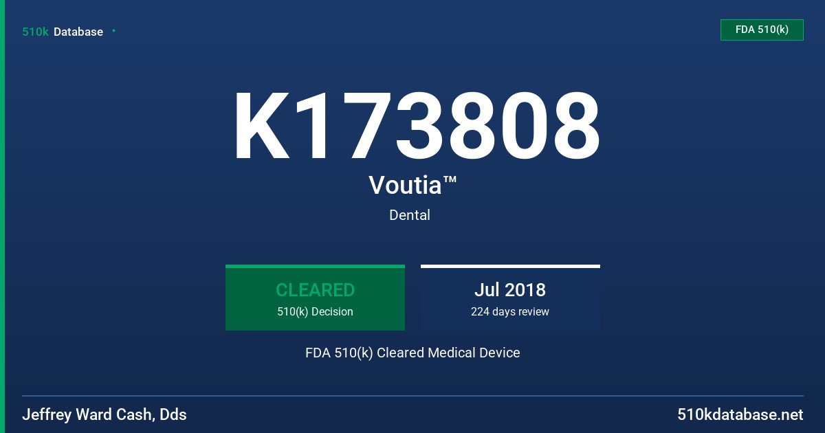 K173808 Voutia™ FDA 510(k) Cleared Medical Device