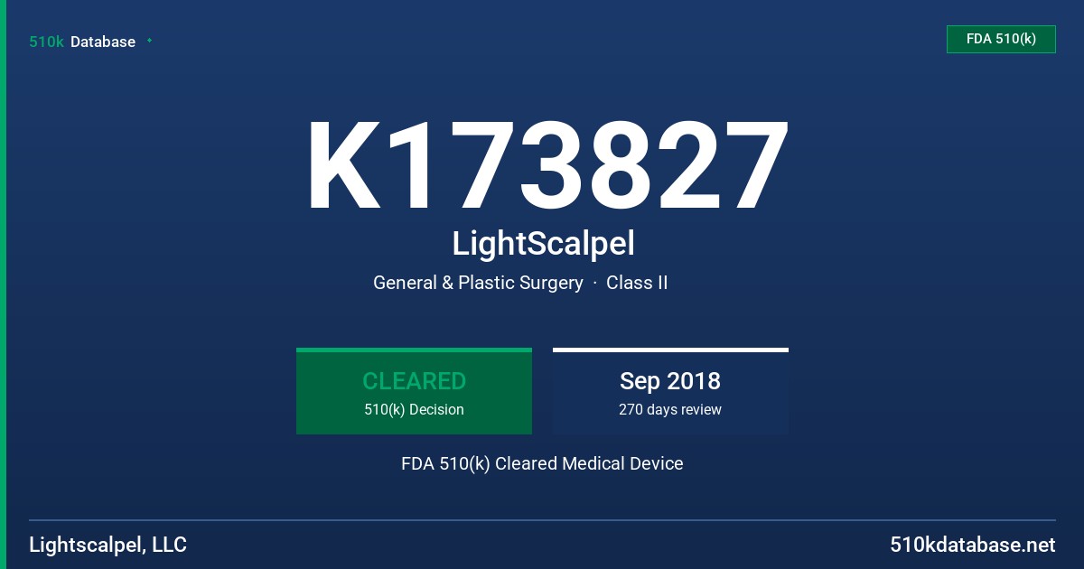 K173827 LightScalpel FDA 510(k) Cleared Medical Device