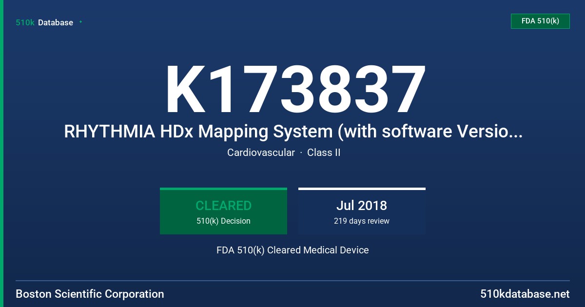 K173837 RHYTHMIA HDx Mapping System (with software Version 2.0) FDA 510(k) Cleared Medical Device