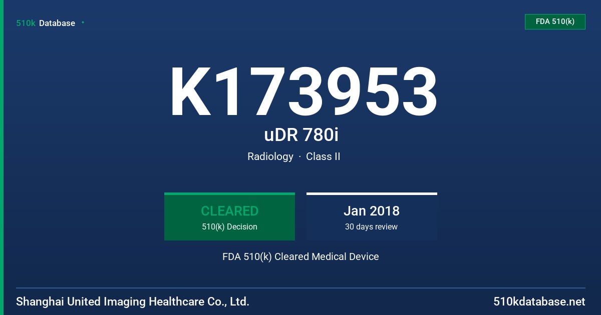 K173953 uDR 780i FDA 510(k) Cleared Medical Device
