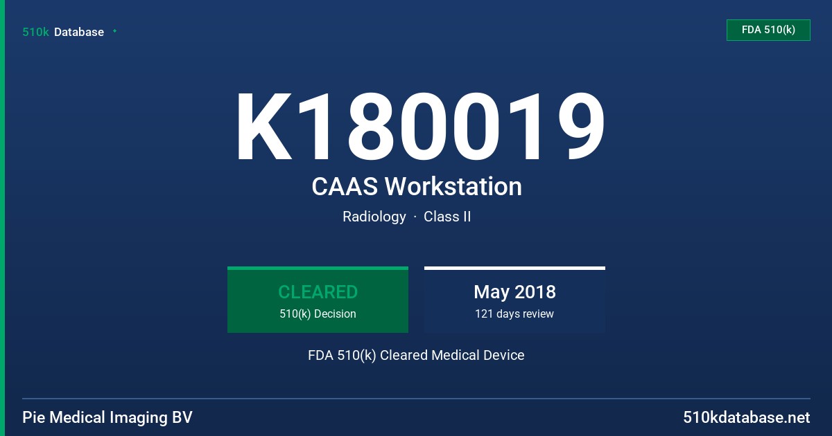K180019 CAAS Workstation FDA 510(k) Cleared Medical Device