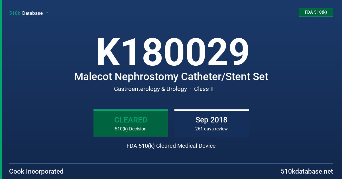 K180029 Malecot Nephrostomy Catheter/Stent Set FDA 510(k) Cleared Medical Device