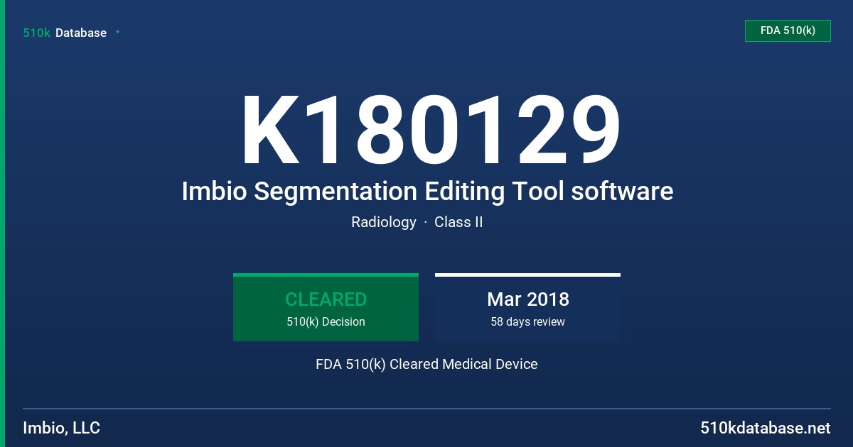 K180129 Imbio Segmentation Editing Tool software FDA 510(k) Cleared Medical Device