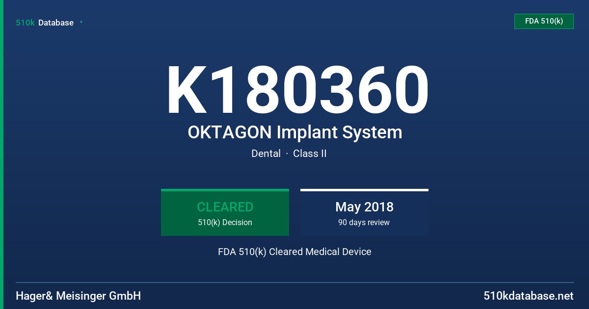 K180360 OKTAGON Implant System FDA 510(k) Cleared Medical Device