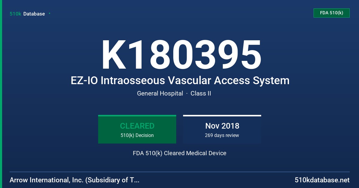 K180395 EZ-IO Intraosseous Vascular Access System FDA 510(k) Cleared Medical Device