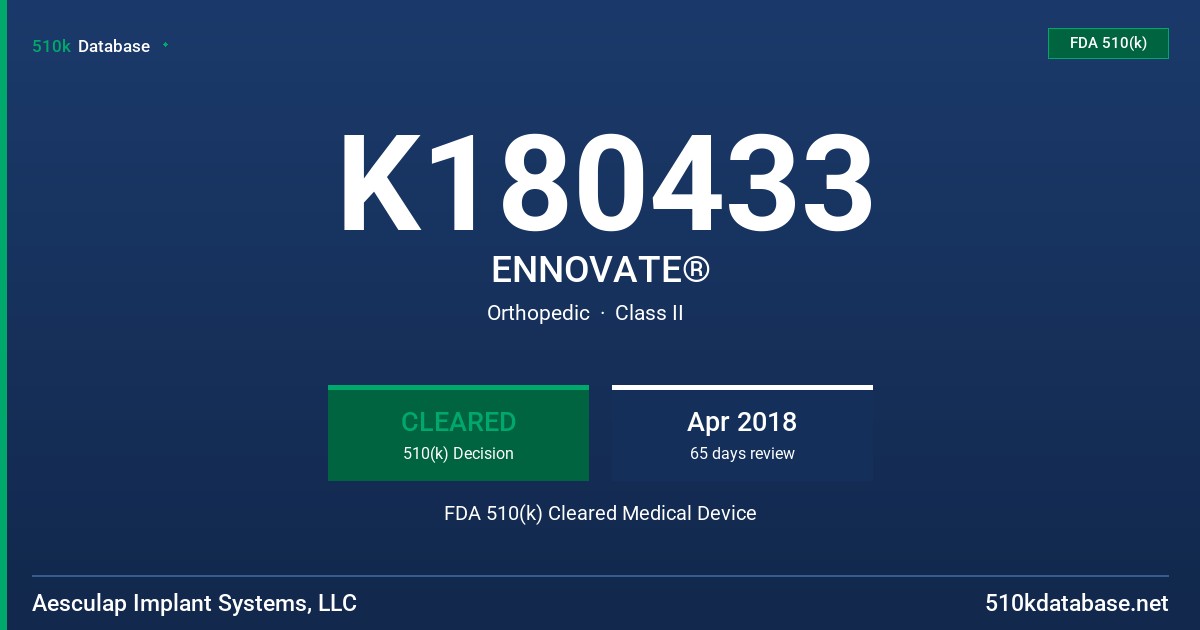K180433 ENNOVATE® FDA 510(k) Cleared Medical Device