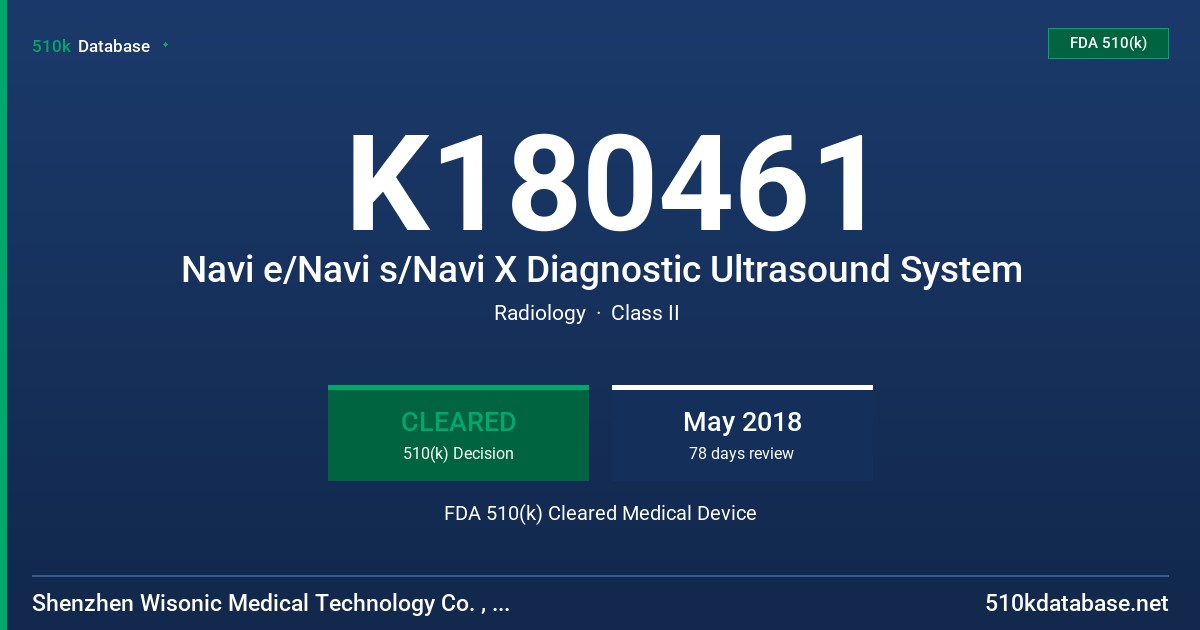 K180461 Navi e/Navi s/Navi X Diagnostic Ultrasound System FDA 510(k) Cleared Medical Device