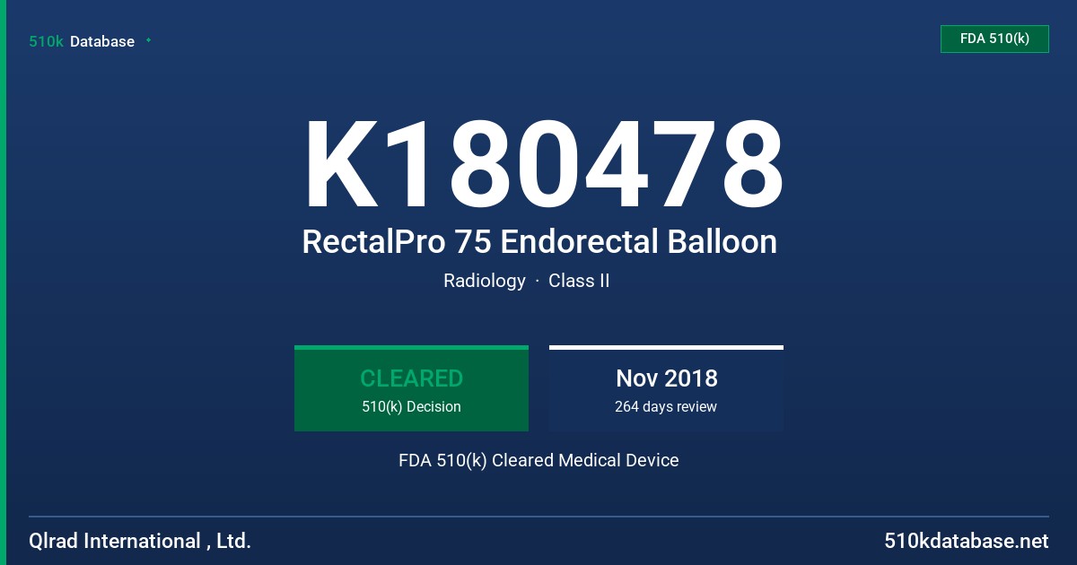 K180478 RectalPro 75 Endorectal Balloon FDA 510(k) Cleared Medical Device