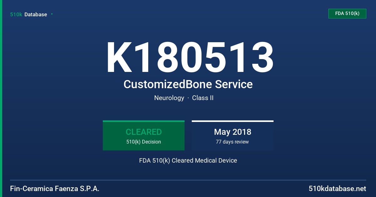 K180513 CustomizedBone Service FDA 510(k) Cleared Medical Device