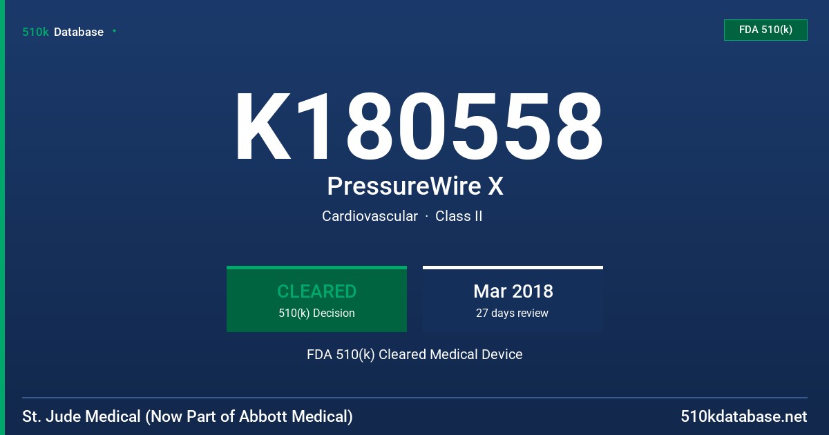 K180558 PressureWire X FDA 510(k) Cleared Medical Device