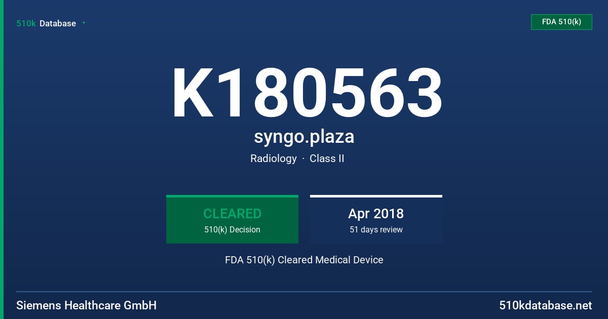 K180563 syngo.plaza FDA 510(k) Cleared Medical Device