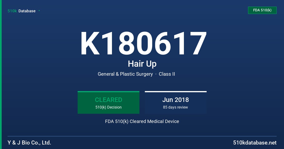 K180617 Hair Up FDA 510(k) Cleared Medical Device
