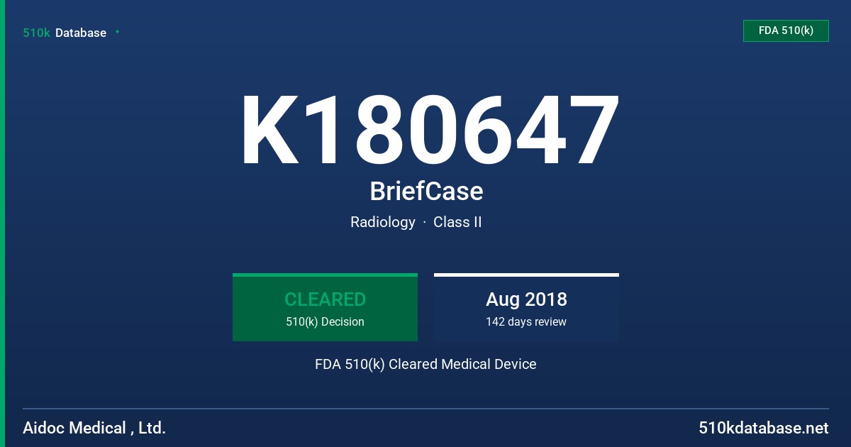 K180647 BriefCase FDA 510(k) Cleared Medical Device