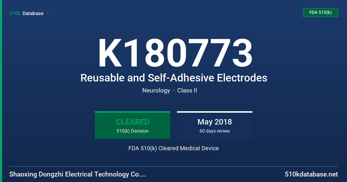 K180773 Reusable and Self-Adhesive Electrodes FDA 510(k) Cleared Medical Device