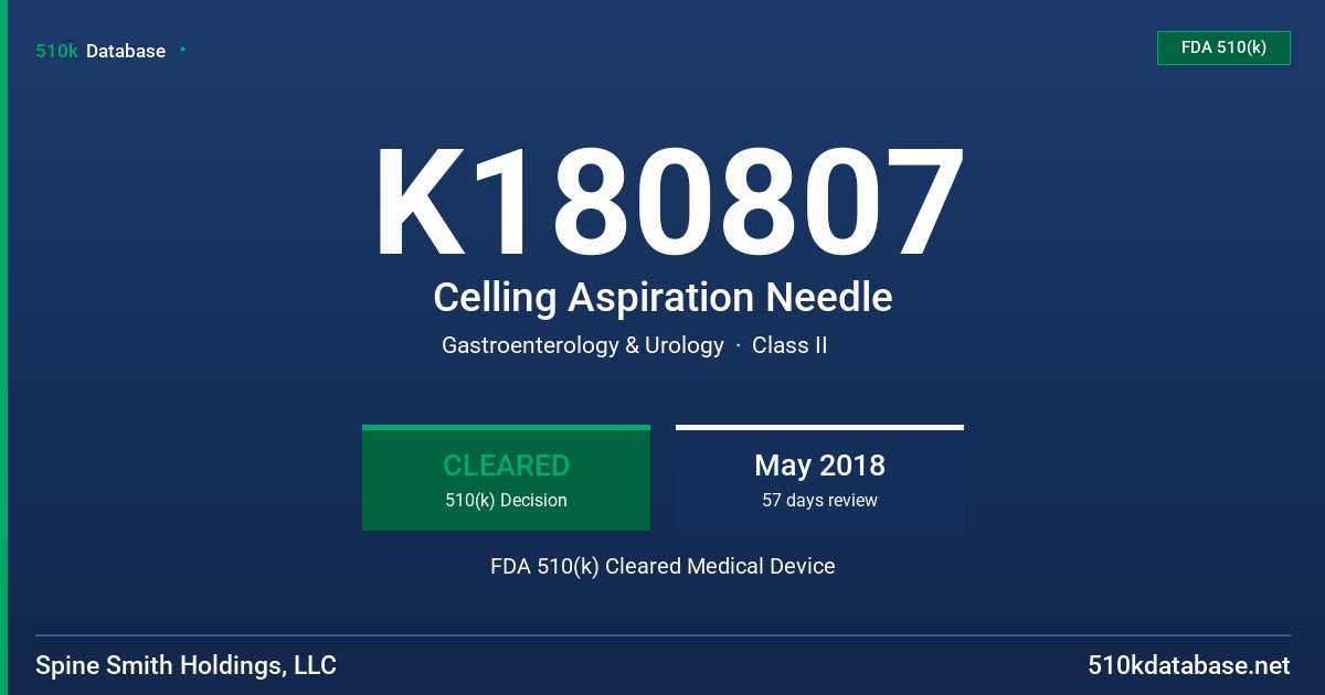 K180807 Celling Aspiration Needle FDA 510(k) Cleared Medical Device