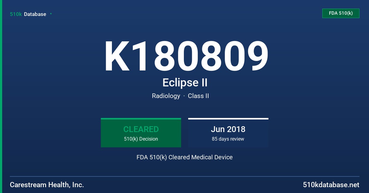 K180809 Eclipse II FDA 510(k) Cleared Medical Device
