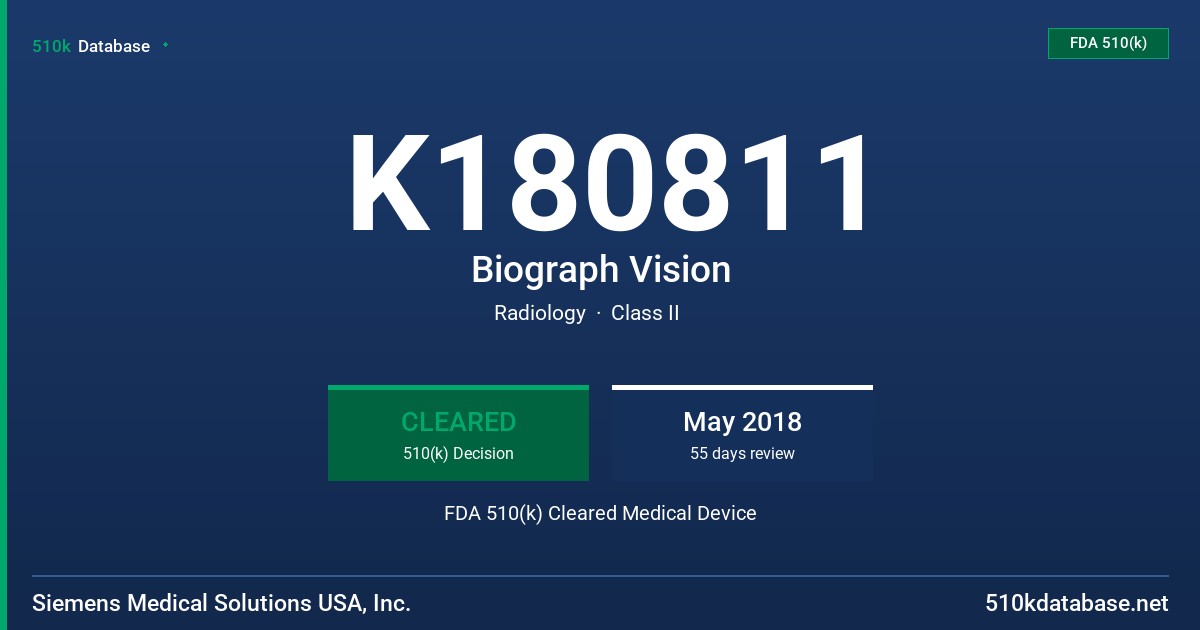 K180811 Biograph Vision FDA 510(k) Cleared Medical Device