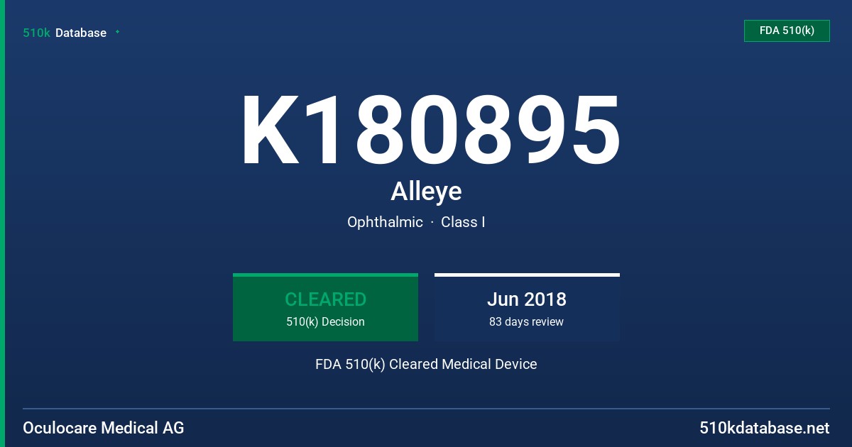 K180895 Alleye FDA 510(k) Cleared Medical Device