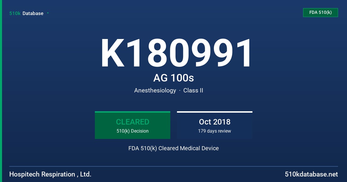 K180991 AG 100s FDA 510(k) Cleared Medical Device