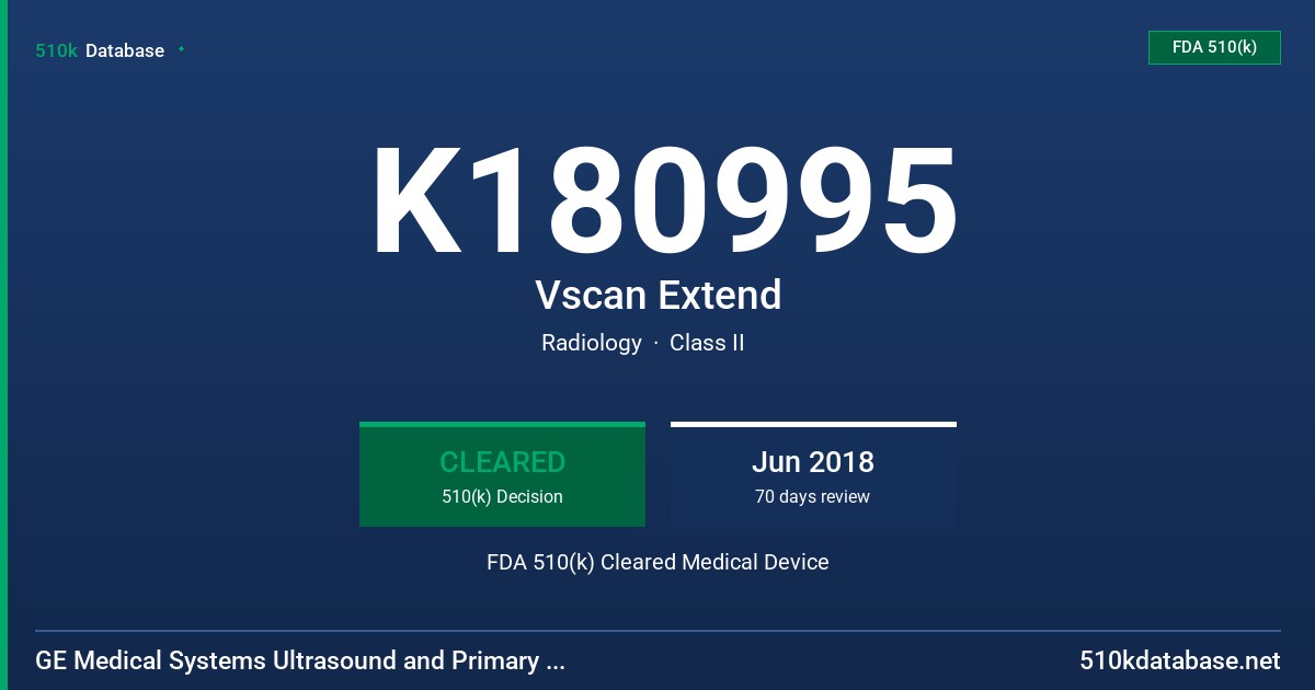 K180995 Vscan Extend FDA 510(k) Cleared Medical Device