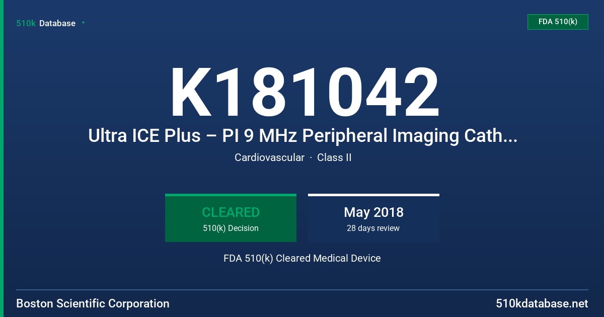 K181042 Ultra ICE Plus – PI 9 MHz Peripheral Imaging Catheter FDA 510(k) Cleared Medical Device