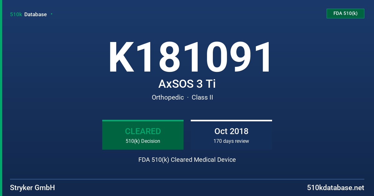 K181091 AxSOS 3 Ti FDA 510(k) Cleared Medical Device