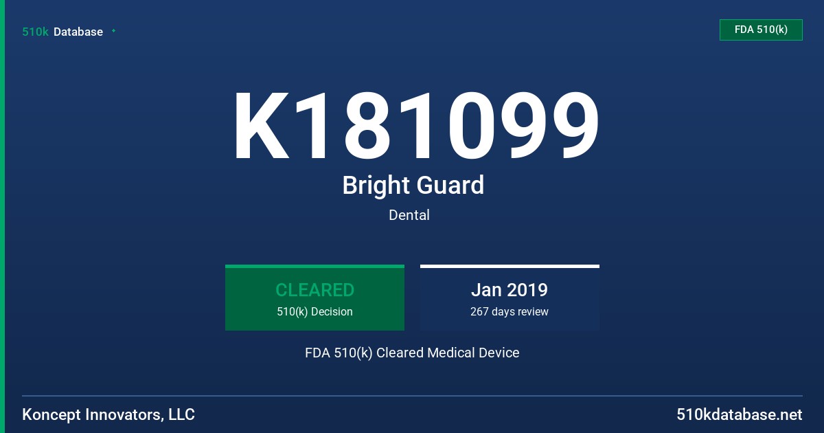 K181099 Bright Guard FDA 510(k) Cleared Medical Device