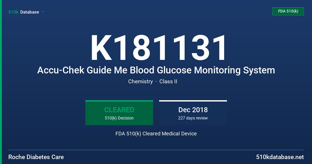 K181131 Accu-Chek Guide Me Blood Glucose Monitoring System FDA 510(k) Cleared Medical Device