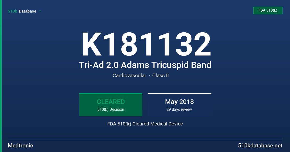 K181132 Tri-Ad 2.0 Adams Tricuspid Band FDA 510(k) Cleared Medical Device