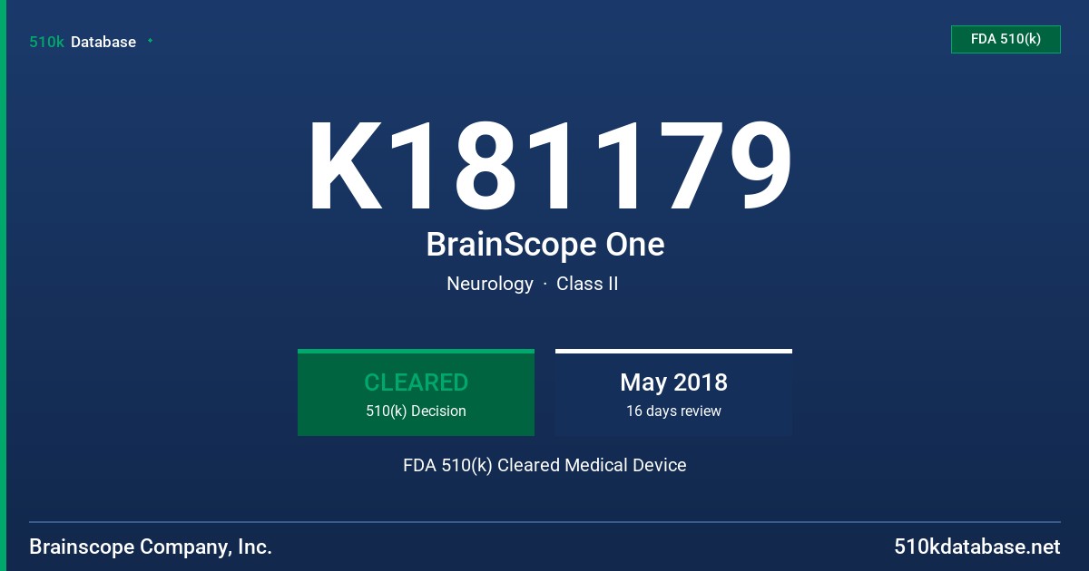 K181179 BrainScope One FDA 510(k) Cleared Medical Device