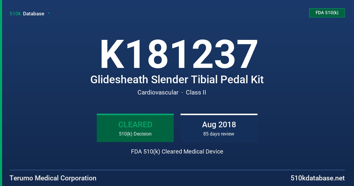K181237 Glidesheath Slender Tibial Pedal Kit FDA 510(k) Cleared Medical Device