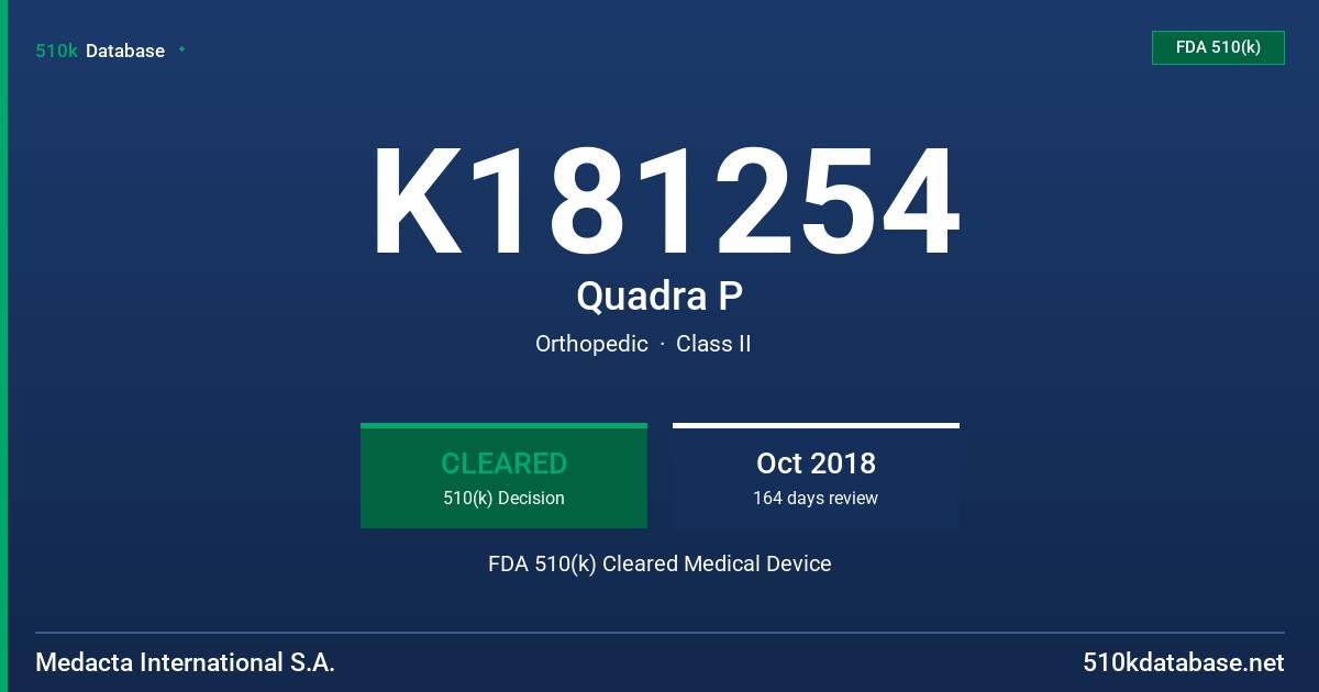K181254 Quadra P FDA 510(k) Cleared Medical Device