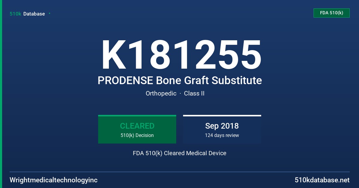 K181255 PRODENSE Bone Graft Substitute FDA 510(k) Cleared Medical Device