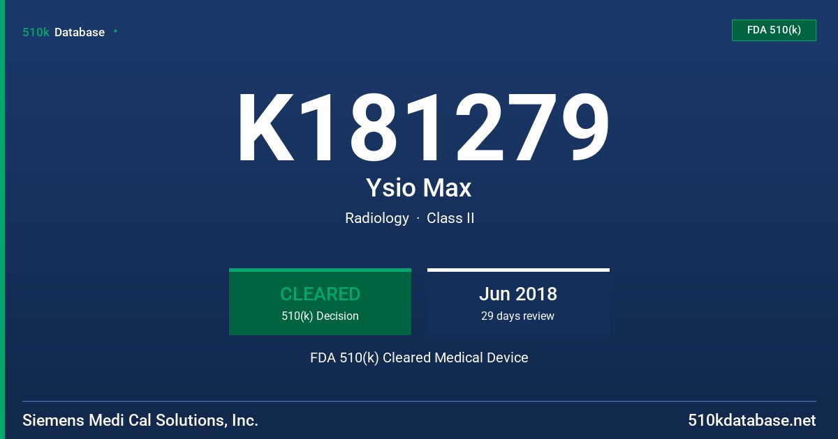 K181279 Ysio Max FDA 510(k) Cleared Medical Device