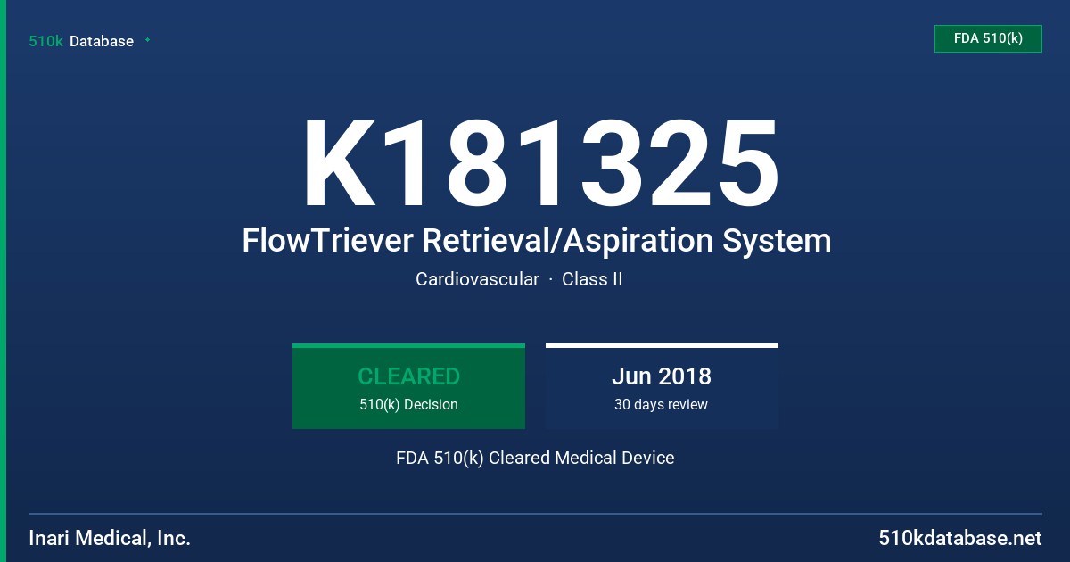 K181325 FlowTriever Retrieval/Aspiration System FDA 510(k) Cleared Medical Device