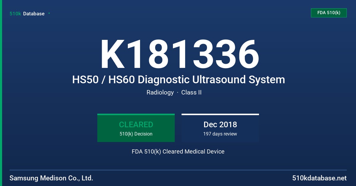 K181336 HS50 / HS60 Diagnostic Ultrasound System FDA 510(k) Cleared Medical Device