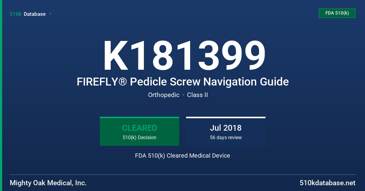 K181399 FIREFLY® Pedicle Screw Navigation Guide FDA 510(k) Cleared Medical Device