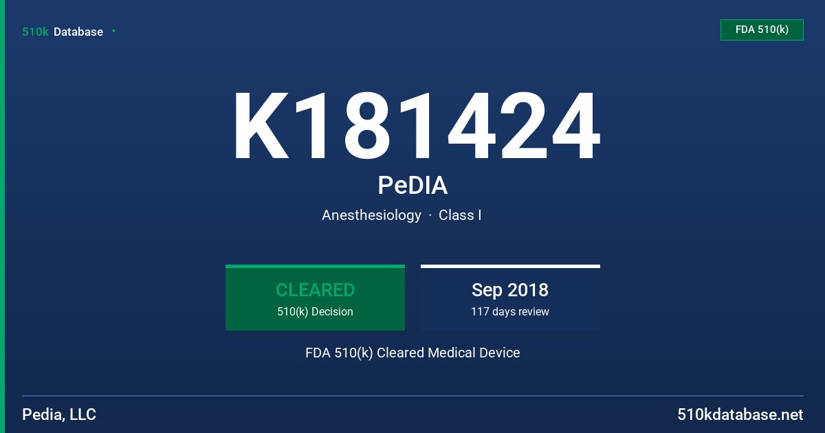 K181424 PeDIA FDA 510(k) Cleared Medical Device